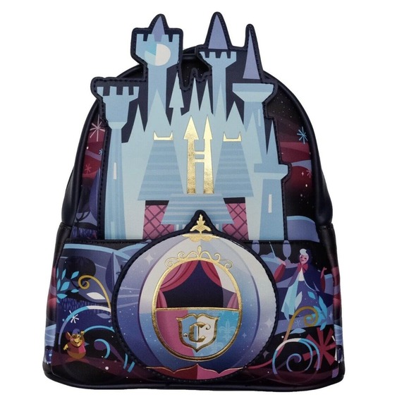 ✅✅ RARE Loungefly Disney Cinderella Coach Castle Mini Backpack Purse NIP Bag - Picture 1 of 12